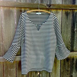 Calvin Klein XL Striped 3/4 Bell Sleeve Top